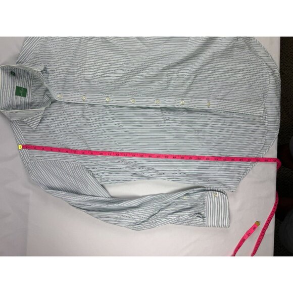 Sid Mashburn Dress Shirt Men's 15.5 Green Stripe Long Sleeve Classic Pocket - Picture 7 of 7